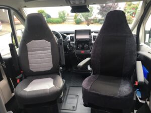Wohnmobilsitz neu polstern Schonhusse Schonbezug Fahrersitz Pilotsitz Mesh Maßschneider Kelberg