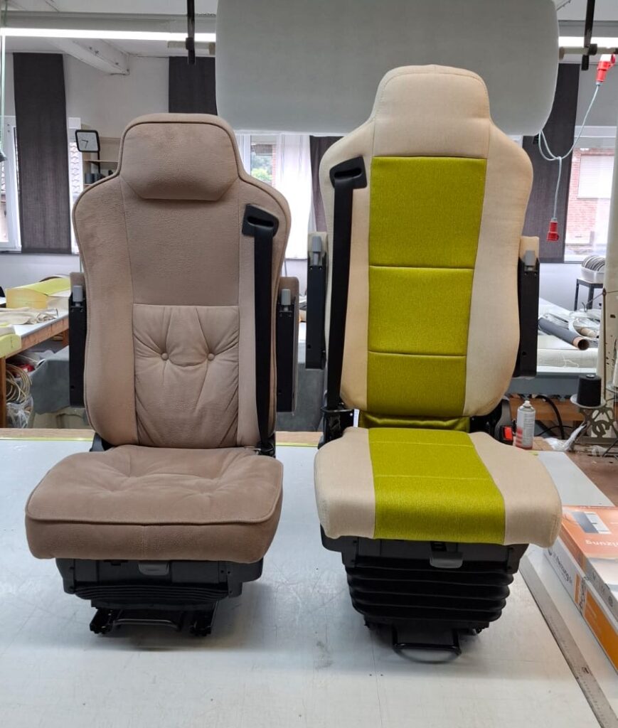Fahrersitz pilotsitz neubeziehen neupolstern Polsterei Maßschneider Eifel Daun vorher nachher
